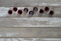 communion cups in a row 