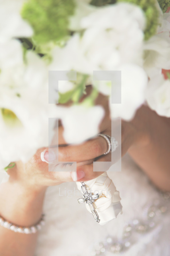 Bride with Bouquet and Cross