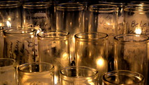 votive prayer candles in a church