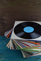 stack of vintage records 