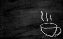 chalk coffee mug with steam 