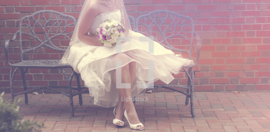 Bride on Wedding Day with Copy Space