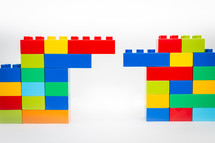 Bridge of colorful building blocks 
