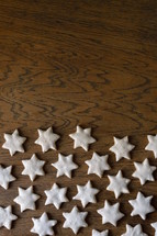 cinnamon stars on wood