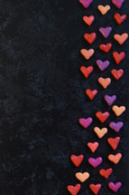 heart border on a black background 