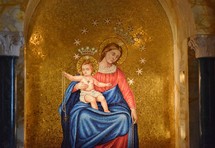 tile mosaic of Mary with Jesus 