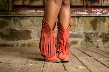 pink fringed boots 