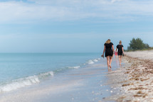 girls walking on a beach 