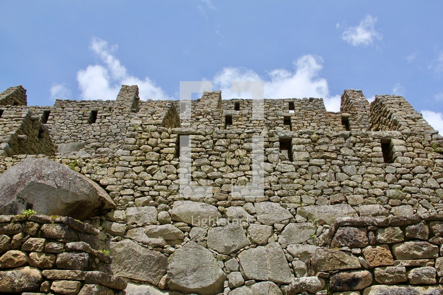 Stone fortress walls, Incan city, Peru 