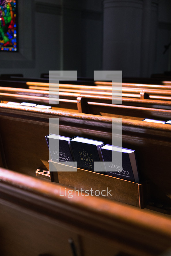 Bibles in the back of church pews 