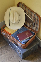 Bible packed in a suitcase 