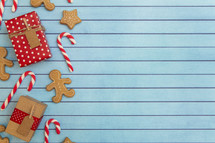 A Christmas Background with Gingerbread and Candy Canes