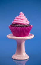 chocolate cupcake with pink icing 