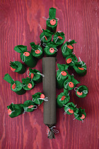 advent Christmas gifts in the shape of a Christmas tree