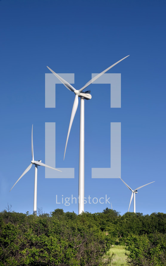 wind turbines and blue sky 