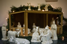 A porcelain nativity scene. 