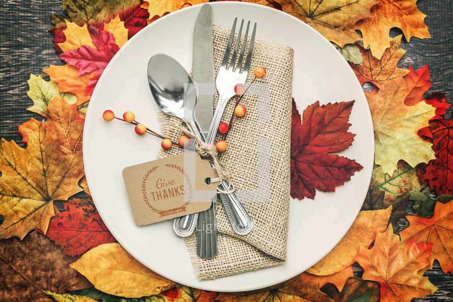 fall place setting for a dinner party 