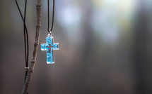 christian Cross necklace on a stick 