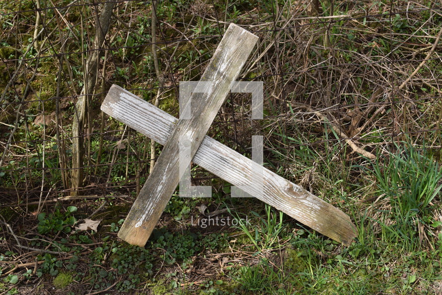 wooden cross broken on the crown 