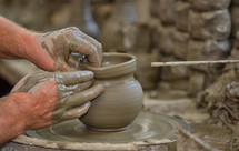 using a potter's wheel 