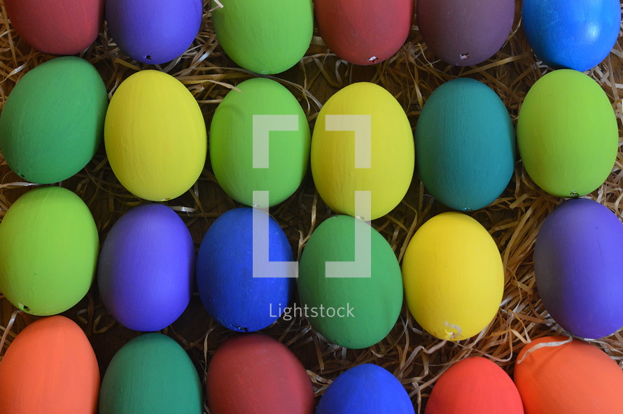 Colorfully painted Easter eggs on straw.
egg, eggs, multicolored, Easter, straw, litter, eggshell, blown out, paint, painted, colorful, colourful, colour, natural, nature, spring, colored, color, symbol, decoration, shell, egg shell, hide, seek, search, find, hunt, egg hunt, hiding, seeking, finding, hunting, gather, collect, red, yellow, green, orange, purple, blue, lilac, rainbow, background