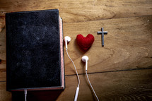 Bible with earbuds 