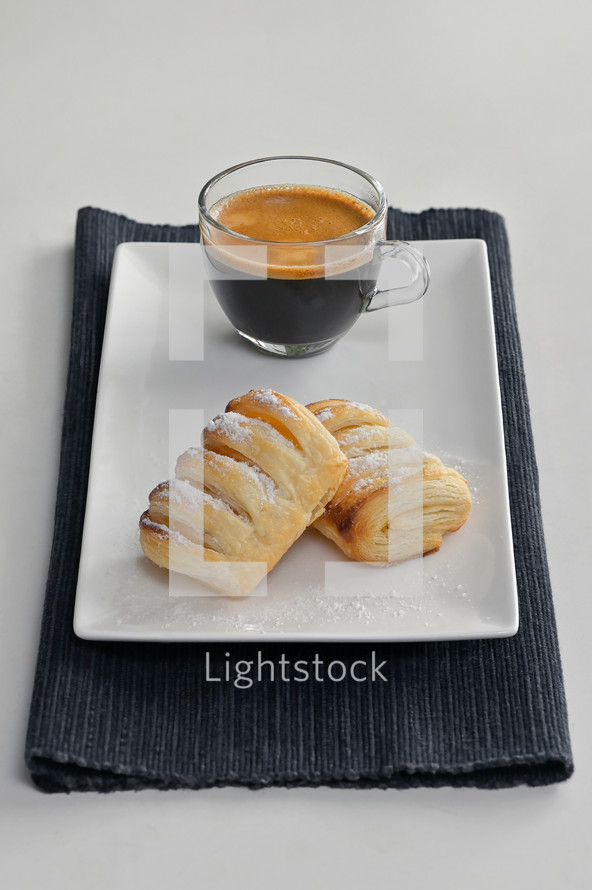 Homemade Croissants and Cup Of Espresso on Table