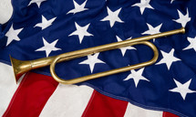 trumpet on an American flag 