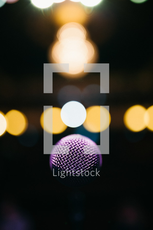bokeh lights and a microphone 