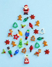 Christmas collage in the shape of a Christmas tree