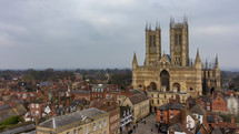 The Lincoln Cathedral is a striking landmark in Lincolnshire, England, UK