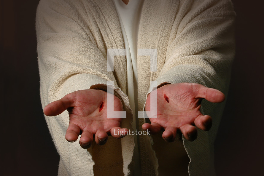 wounds on Jesus' hands 
