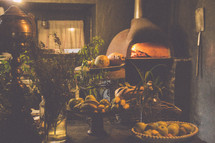 brick oven in a kitchen 