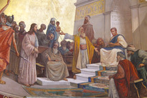 Painting of Jesus being brought before Pontius Pilatus (Pilate) 