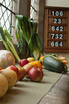 hymnal board and harvest