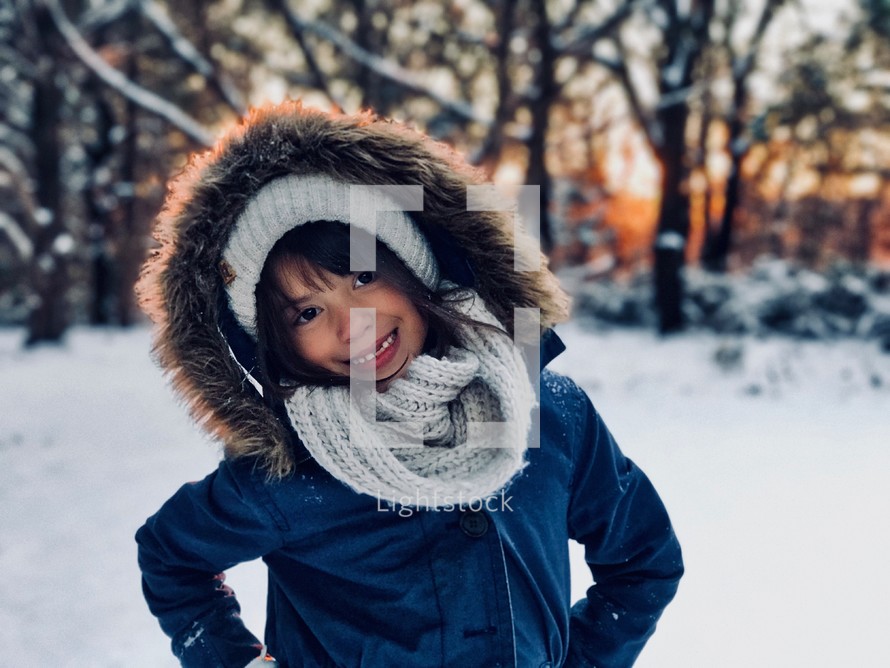 girl outdoors in the snow 