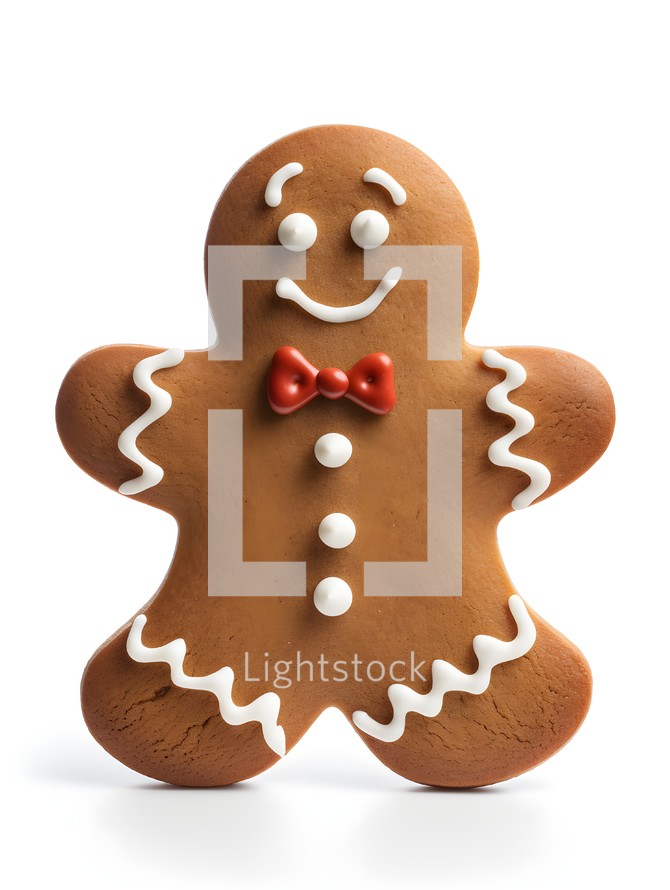 Single Gingerbread Man Isolated on a White Background