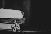 cross bookmark in a Bible 