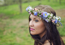 woman wearing crown of flowers 