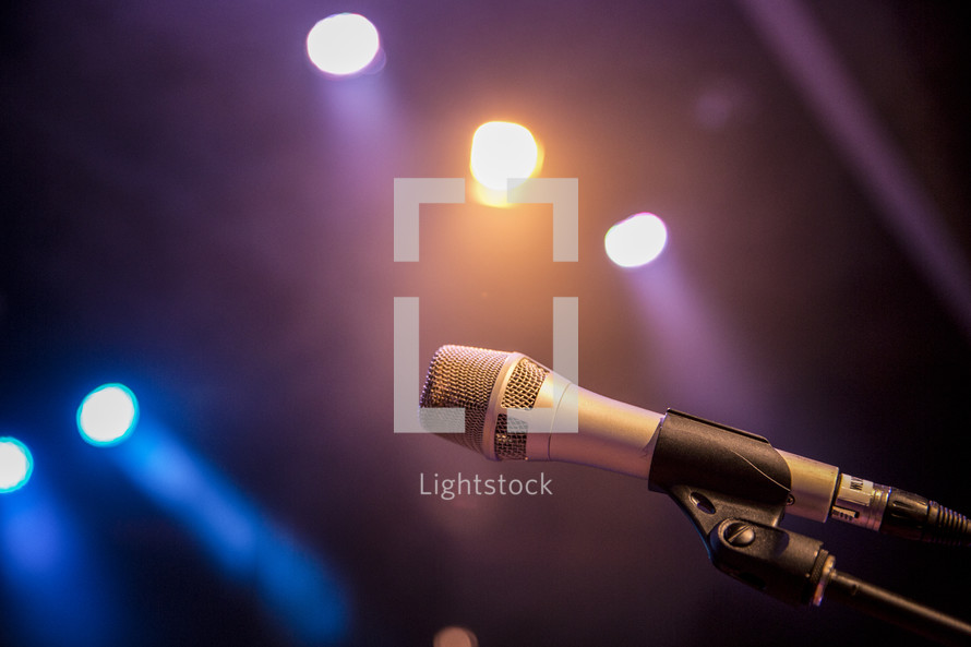 stage lights and microphone 