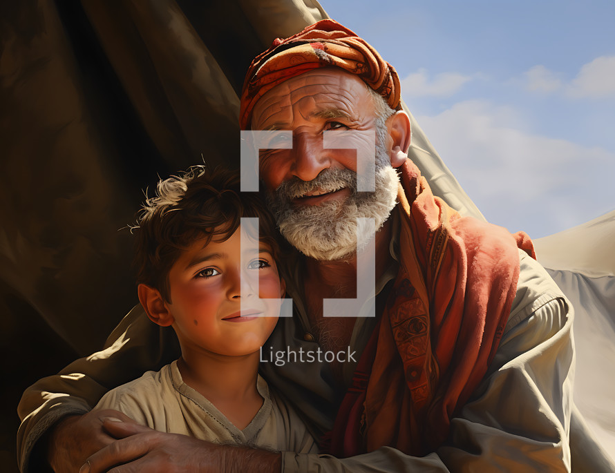 Joseph as a very young boy with his father Jacob