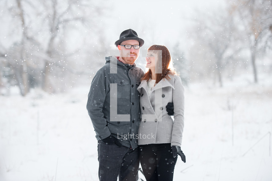 a couple in love in the snow 