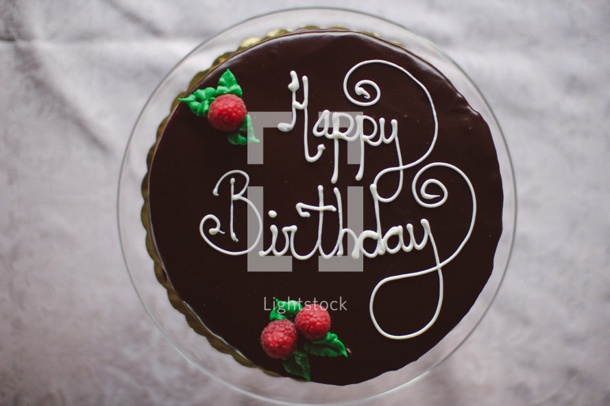Chocolate "Happy Birthday" cake.
