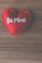 red felt heart with Be mine 