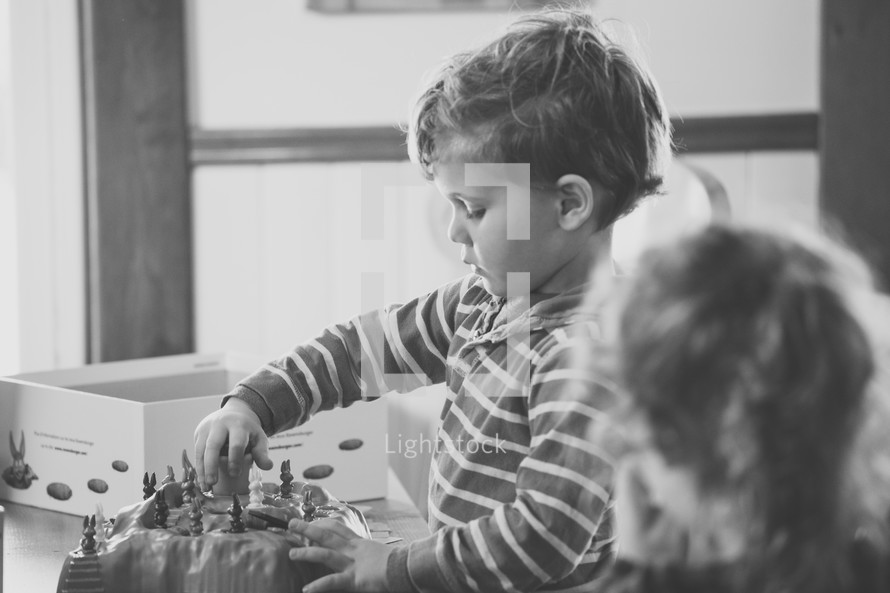 children playing with board games 