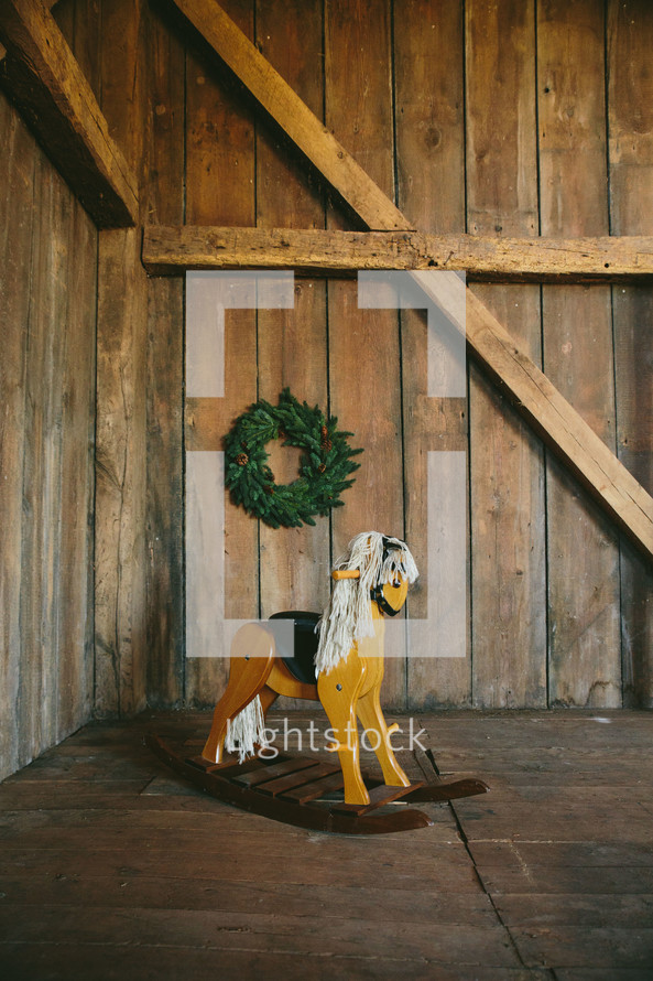 rocking horse and wreath 