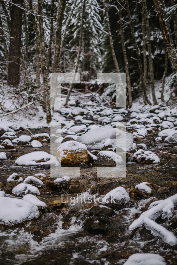 Snow and a stream