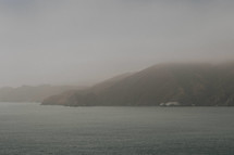 foggy shoreline 