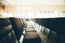 Rows of chairs in sanctuary