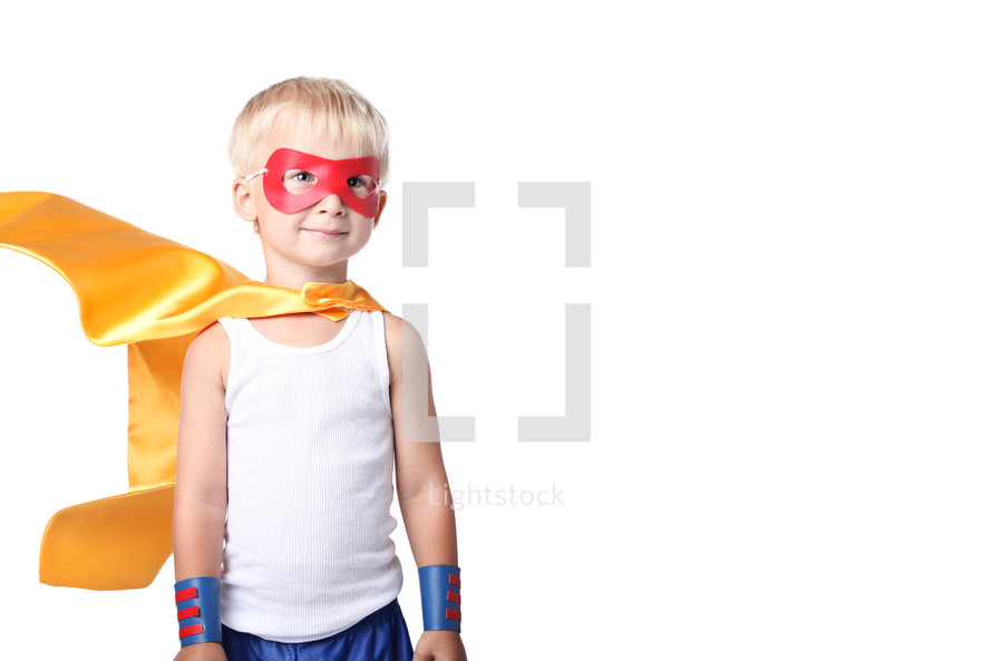little kid dress up as super hero.